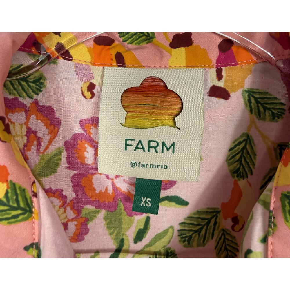Anthropologie Farm Rio Painted Bananas Pink Mini Dress 100% cotton XS dress - Picture 3 of 12